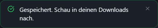 PullVid-Hinweis, der bestätigt, dass die Datei auf dem Gerät gespeichert wurde