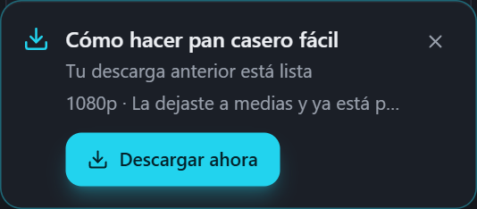 Tarjeta de PullVid ofreciendo recuperar una descarga que se quedó a medias