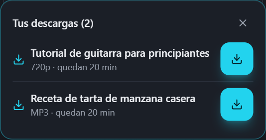 Lista de PullVid con varias descargas preparadas para elegir cuál guardar