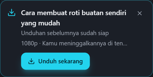 Kartu PullVid yang menawarkan melanjutkan unduhan yang terhenti di tengah jalan