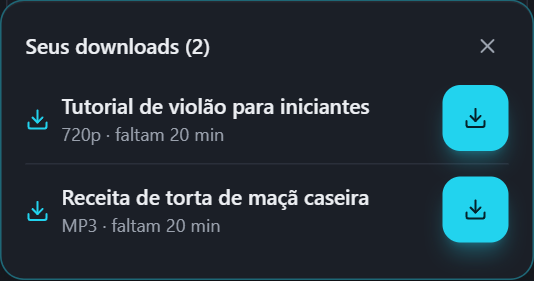 Lista do PullVid com vários downloads prontos para escolher qual salvar